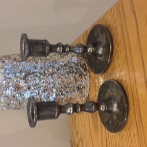 Antique Brass Aged Patina Taper Candlestick Holders